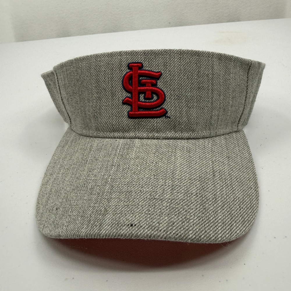 MLB St. Louis Cardinals Visor Mens OSFA Gray‎ Red Embroidered Adjustable Hat